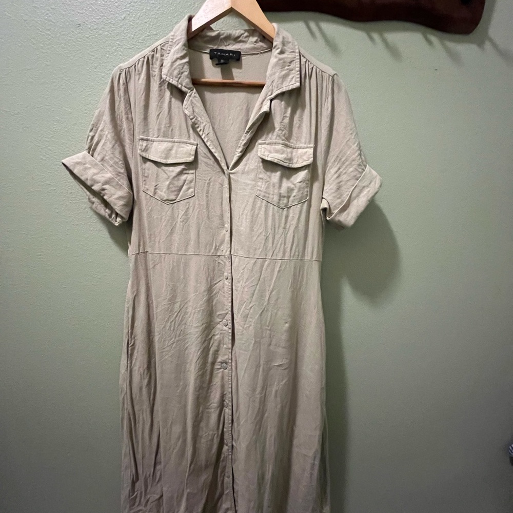 Tahari Beige Shirt Dress